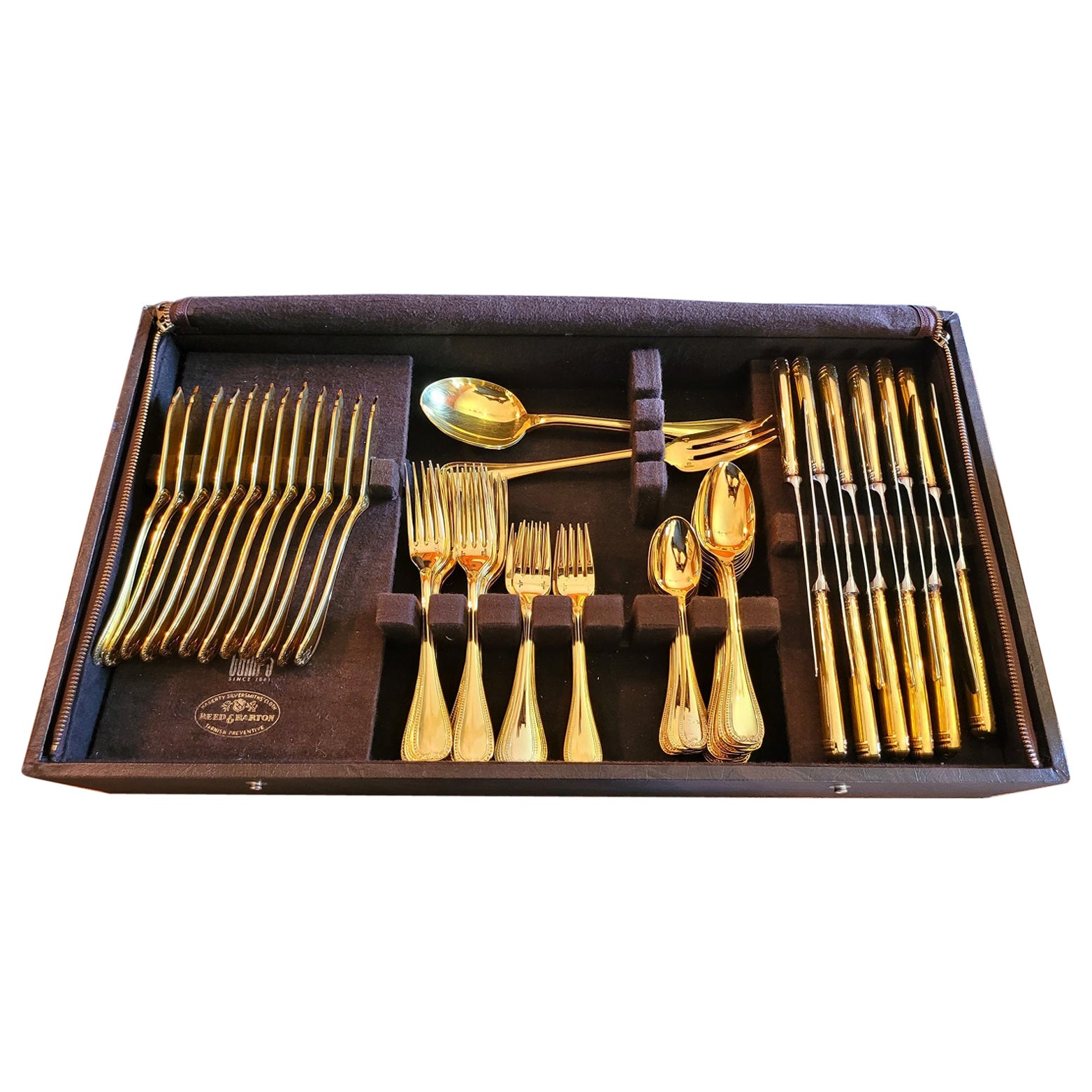 Malmaison by Christofle Silver and Gold Plated 75 Piece Service For