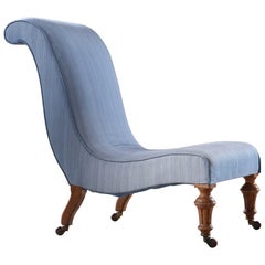 Large 19th Century Howard Style Walnut Slipper Chair