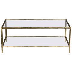 Faux Bamboo Brass and Glass Cocktail Table 6