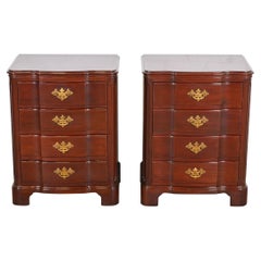 John Widdicomb Georgian Solid Mahogany Four-Drawer Bedside Chests, Pair