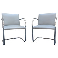 Pair of Mies Van Der Rohe for Knoll International Brno Chairs Steel & Leather