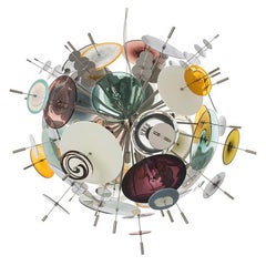 Confetti Glass Aqua, Topaz, Slate and Mandarin Chandelier by Avram Rusu Studio