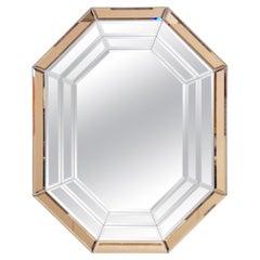Octagonal Modernist Beveled Glass Wall Mirror from Italy (H 45 1/4 x W 35)