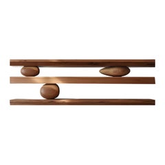 3 Floating Shelves with 3 Sculptural Wooden Pebble Accents, Sereno by Nono