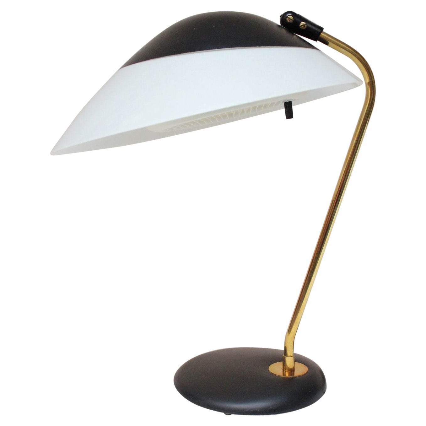 Lampe de bureau vintage en métal émaillé et laiton de Gerald Thurston pour Lightolier en vente
