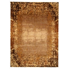 Modern Brown Beige Gold Elements Handmade Wool Rug by Doris Leslie Blau