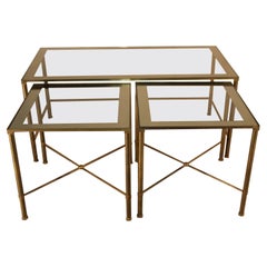 Trio Tables, Glass and Brass, 1970, Italy