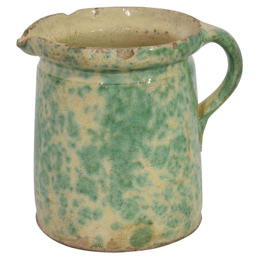 19th Century French Glazed Earthenware Alsace Jug For Sale