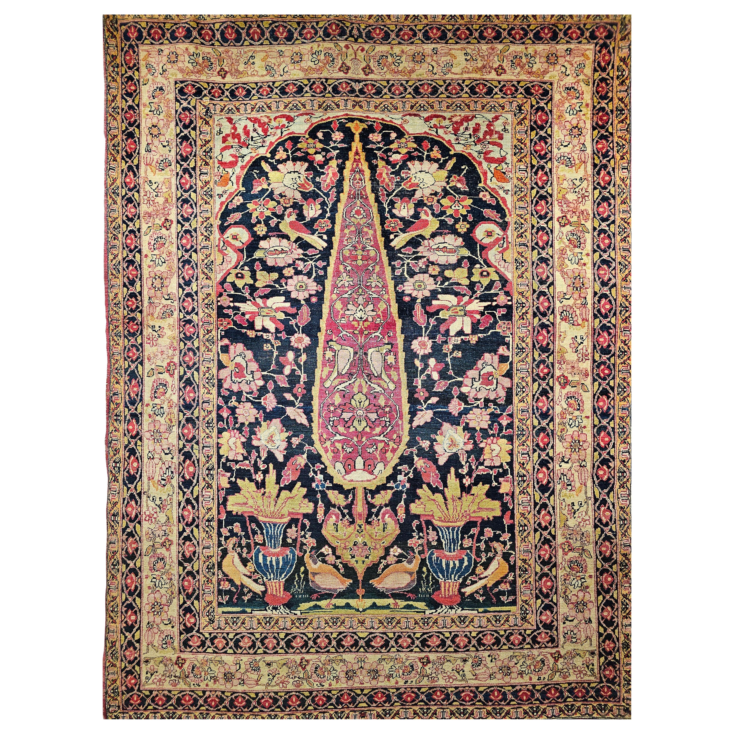 19th Century Persian Kerman Lavar Area Rug in the “Tree of Life” Pattern For Sale