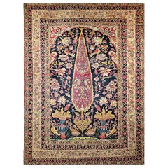 Persischer Kerman-Lavar-Teppich aus dem 19. Jahrhundert mit Baum des Lebens-Muster