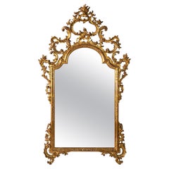 Antique Italian Hand-Carved Gilt Wood Wall Mirror