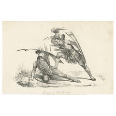 Antique Print of Two Warriors of Ombai Island