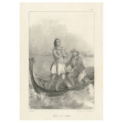 Antique Lithograph of the Death of Tama