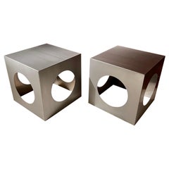 Designer Pair of Sofa End Tables, France 1970s