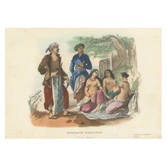 Antique Print of Slave Trading on the Island of Timor, Malay Archipelago