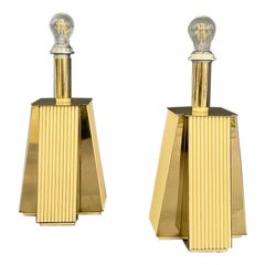 Vintage Pair of Italian Table Lamps in Bakelite and Brass, circa 1940