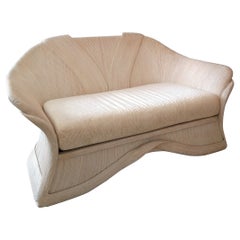 Raro Sofá Escultural Vintage de Lengüeta y Madera de Betty Cobonpue, EE.UU. Años 80