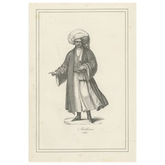 Antique Print of a Native of Bukhara, Uzbekistan