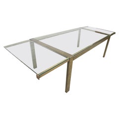 Midcentury Modern Mastercraft Brass and Glass Extension Dining Table