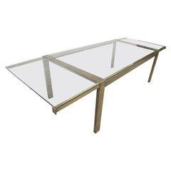 Mid-Century Modern Mastercraft Brass and Glass Extension Dining Table