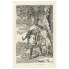 Antique Print of a Costume of a New Zealand Chief