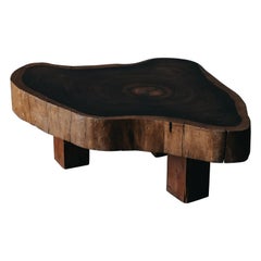 Vintage Live Edge Slab Coffee Table from France, circa 1950