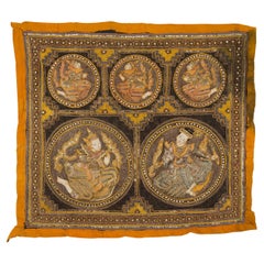 Orange and Yellow Antique Tapestry with Sequins