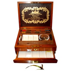 English Winsor and Newton Paint Box with Drawer, Paint and Pallettes circa 1865