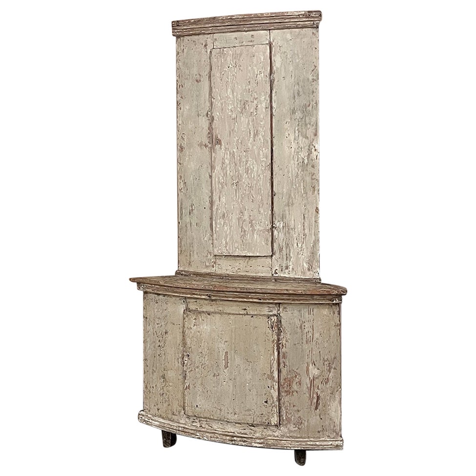 18th Century Swedish Gustavian Period Painted Corner Cabinet For Sale