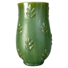 Vintage Anna Lisa Thomson Vase Gefle Sweden Ceramic Relief Green, 1930s