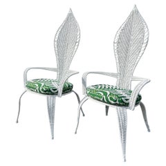 Danny Ho Fong Attributed Woven High Back Chairs, a Pair