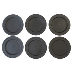 Vintage Wedgwood Black Basalt Plates, Set of 6