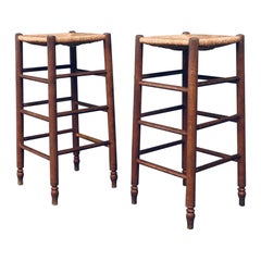 Vintage Bar Stool Set in the Style of Charlotte Perriand, France, 1950s