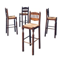 Rustic Bar Stool Set in the Style of Charles Dudouyt, Romania 1960s
