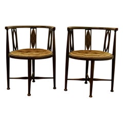 Antique Pair of Edwardian Circular Arm Chairs