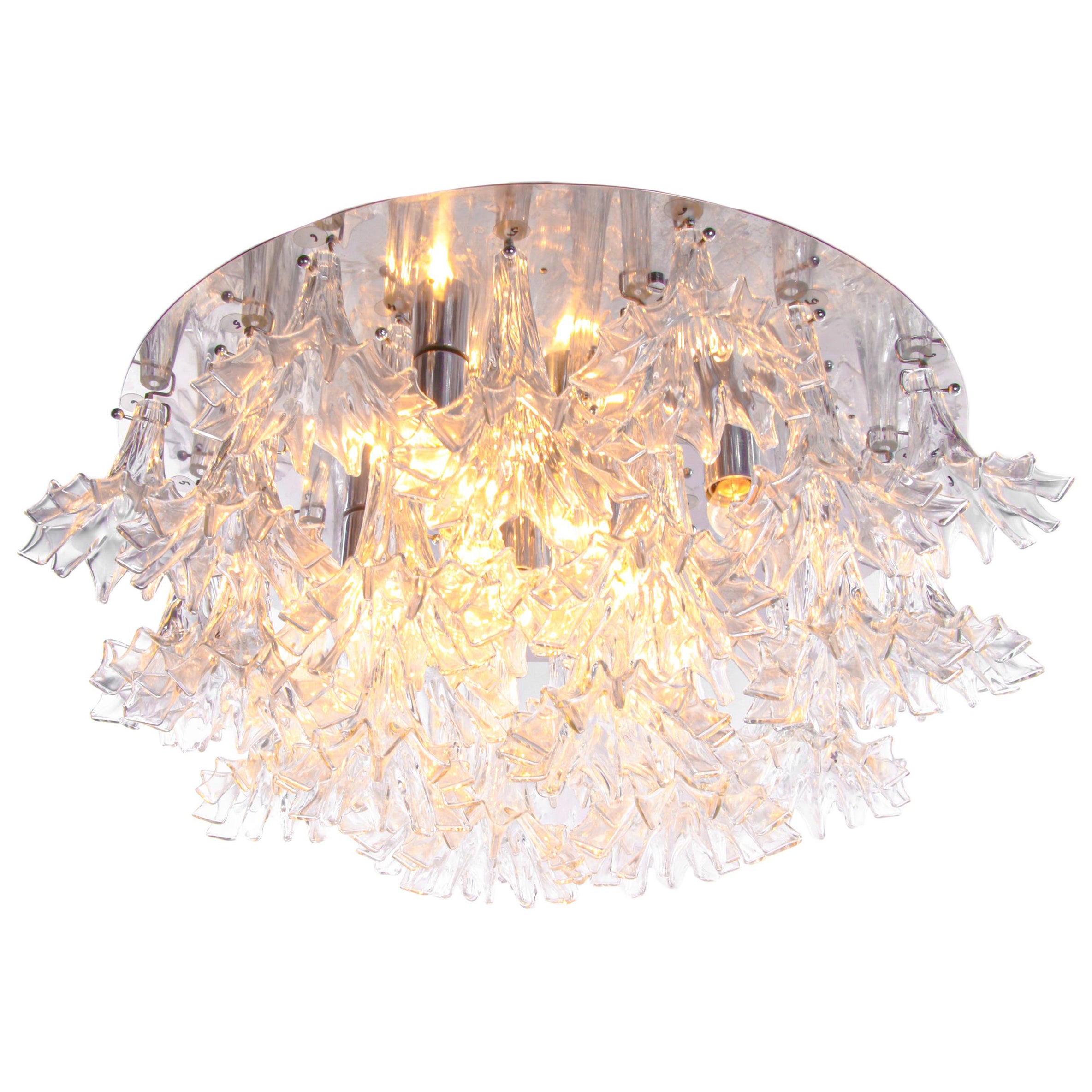 1 'of 2' Arethusa Murano 34" Flush Mount Chandelier by Barovier & Toso, 1960s