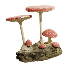 Midcentury Concrete Mushrooms Garden Decoration