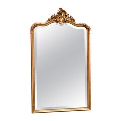 Large French Louis XV Style Gilded Mirror, Rococo Style, End of 19th Century