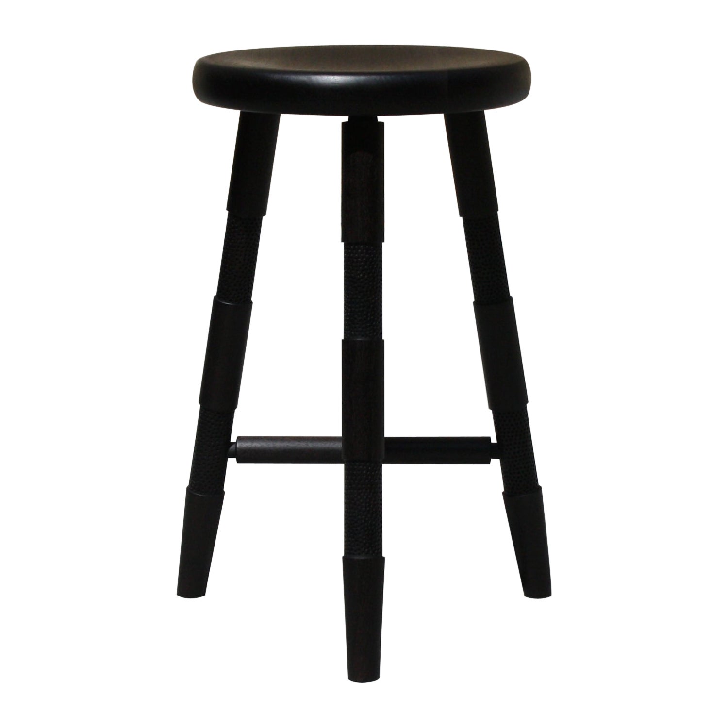 Saddle 25" Counter Height Wood Stool Carved by Laylo Studio in Oxidized Walnut For Sale