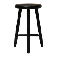 Saddle 25" Counter Height Wood Stool Carved by Laylo Studio in Oxidized Walnut