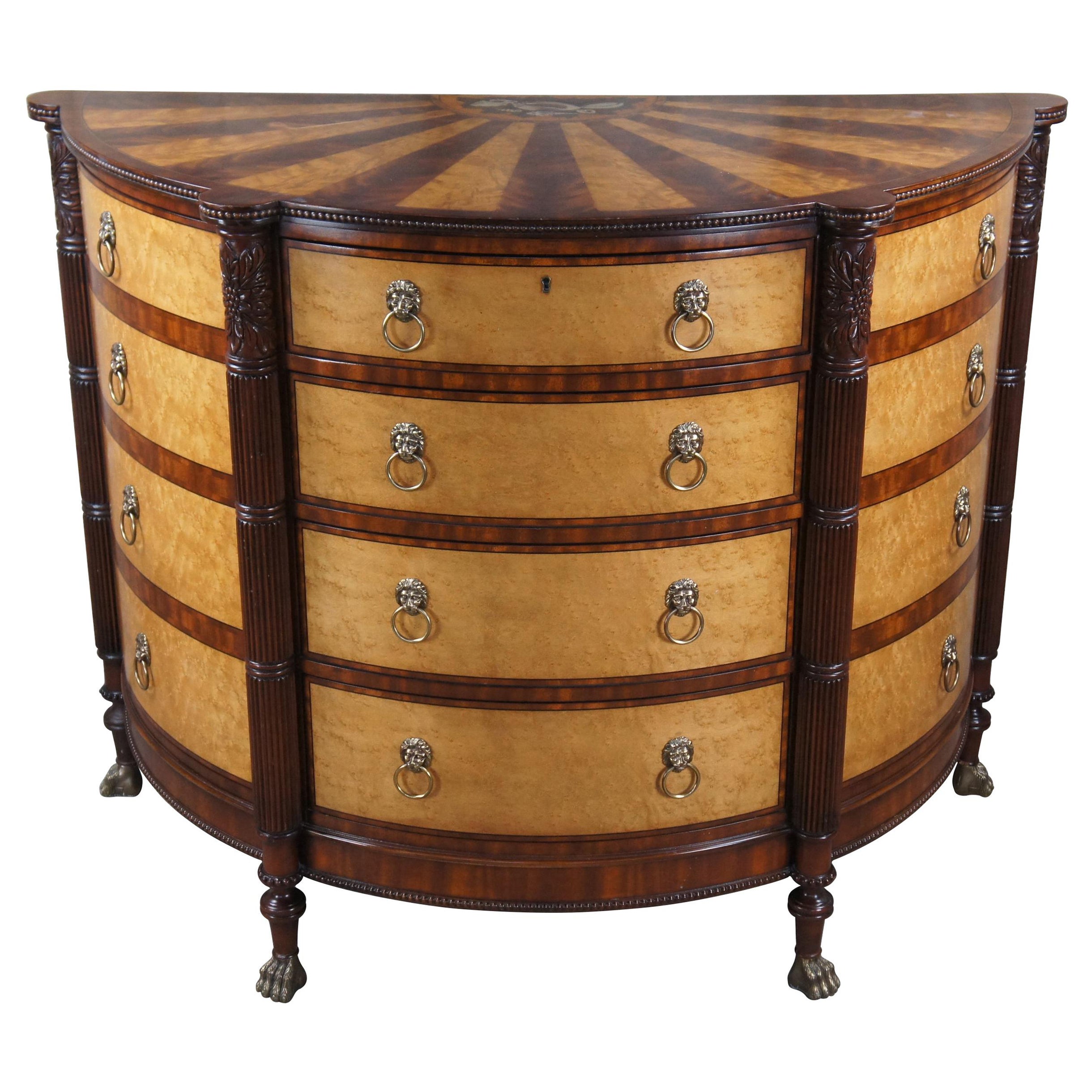 Rare Harold Ionson Seymour Federal Demilune Birdseye Commode Console Cabinet For Sale