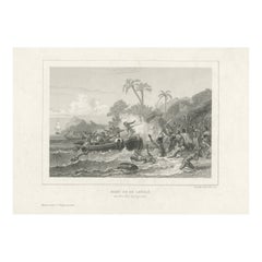 Impression ancienne du Massacre de Paul Fleuriot de Langle, Samoa