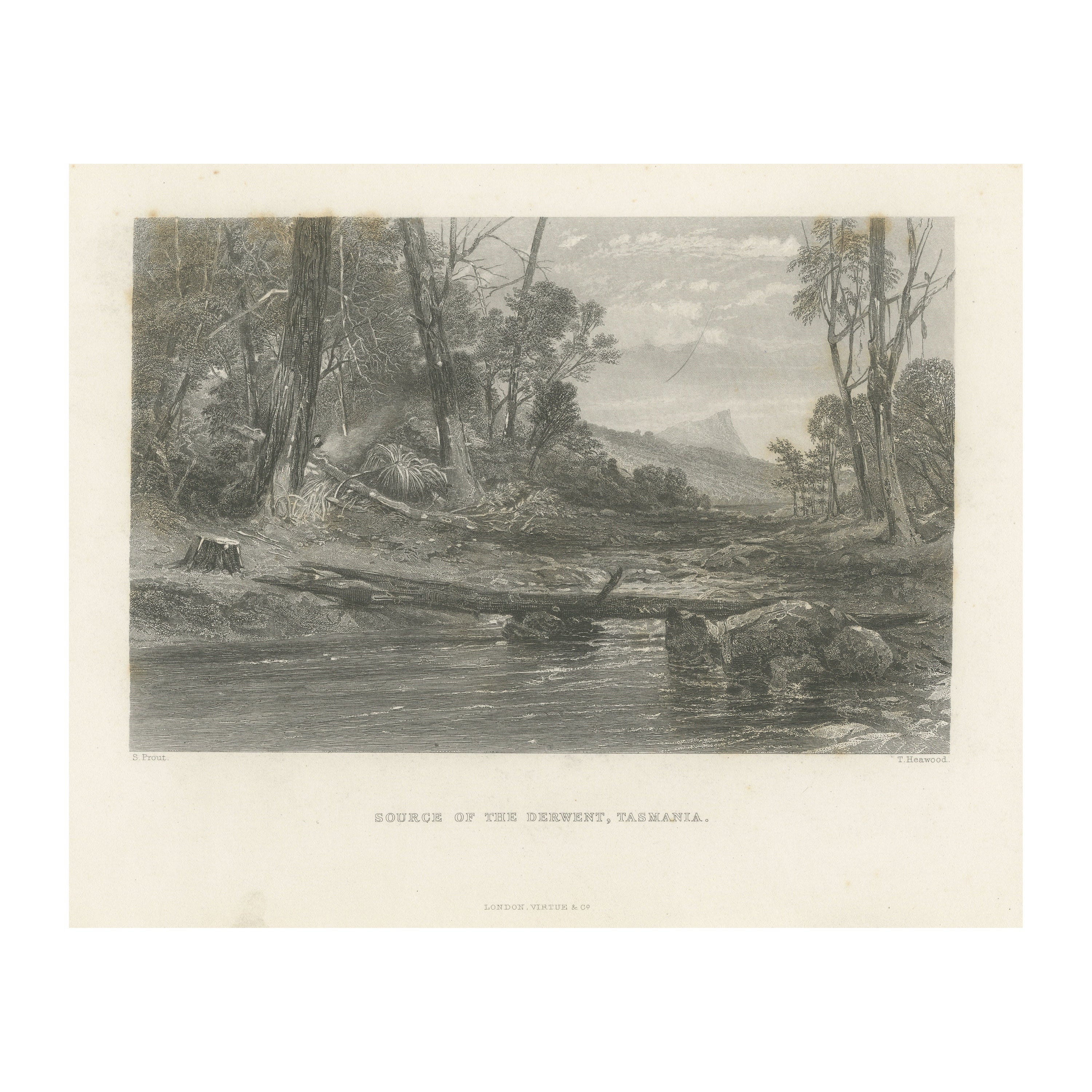 Antique Print of River Derwent, Tasmania, Australia For Sale