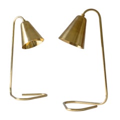 Vintage Pair of Scandinavian Brass Table Lamps, 1960s