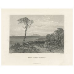 Antique Print of Maria Island located in the Tasman Sea