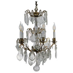 Antique Late 19th Century Bronze & Crystal Chandelier