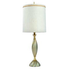 Retro Rembrandt Teal and Gold Hourglass Shaped Midcentury Table Lamp