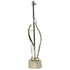 Lampada da tavolo scultorea in vetro di Murano trasparente della metà del secolo scorso