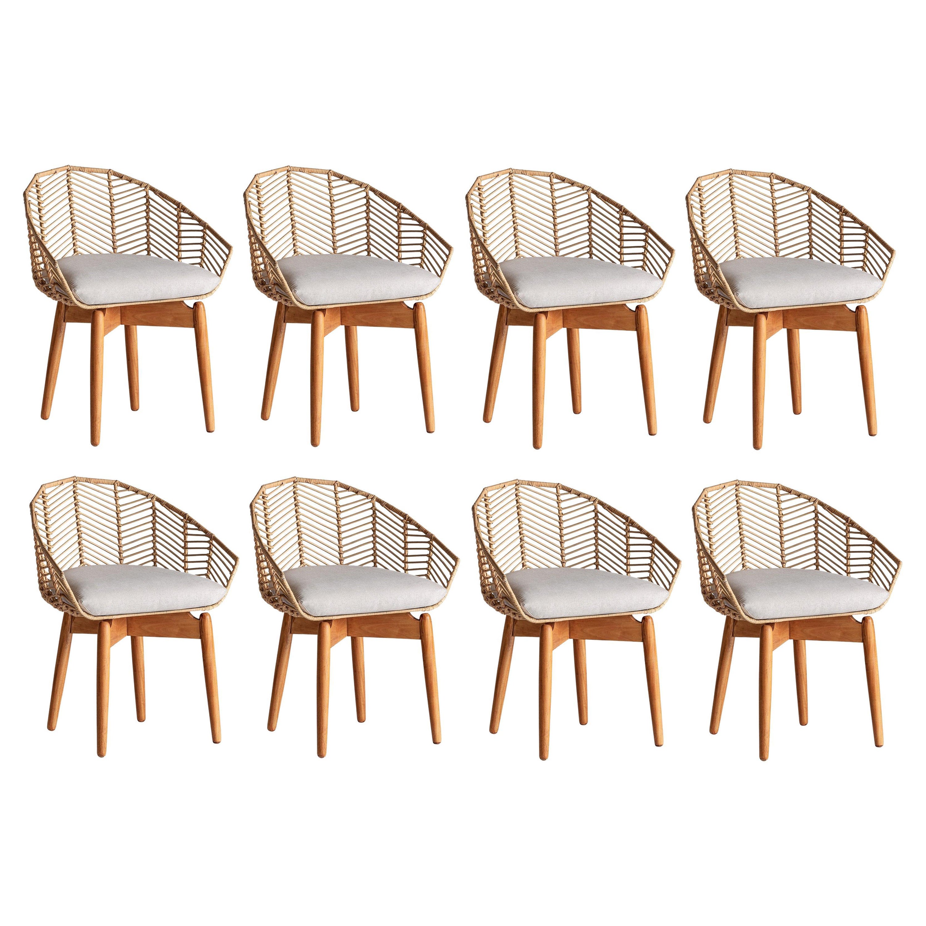 In Stock Contemporary Dining Chairs, Set of 6 in yellow, black and