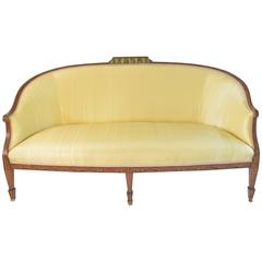 Antique English Sheraton Settee with Painted Neoclassical Figural Detail, circa 1870